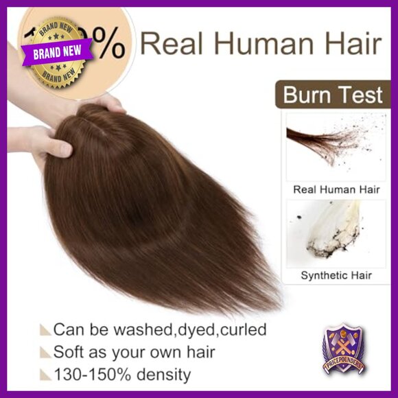 Human Hair Topper Silk Base 10x12cm 130% Density Clip-In Volume Hairpiece main image 2